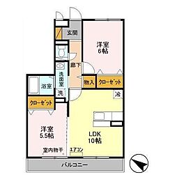 アークトゥルスＥＡＳＴ 2階2LDKの間取り