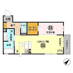 パークドオートム　Ａ 2階1LDKの間取り
