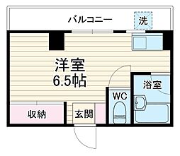 トップヒルズ中里 1階ワンルームの間取り
