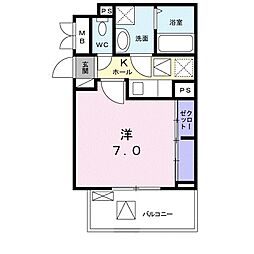 プリートN 1Kの間取図画像