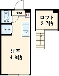 東武東上線 中板橋駅 徒歩6分の賃貸アパート 2階ワンルームの間取り