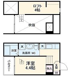JR東海道本線 尾頭橋駅 徒歩9分の賃貸アパート 1階1Kの間取り