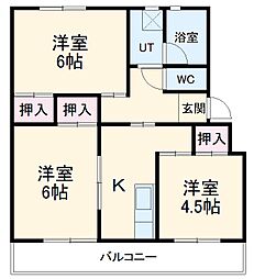 赤坂コーポ　北棟 2階3Kの間取り