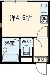 シャンテお花茶屋II 1階ワンルームの間取り