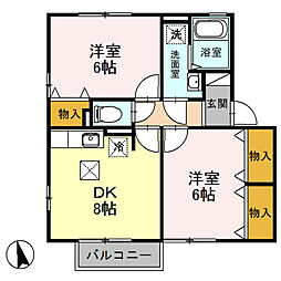 ファミールメゾン 2DKの間取図画像