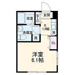 セレステ鶴瀬 1階1Kの間取り