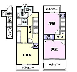 グラン　フルール 2階2LDKの間取り
