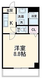 JR東海道本線 尾頭橋駅 徒歩10分の賃貸マンション 2階1Kの間取り