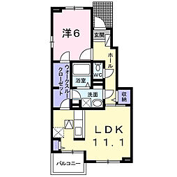 京王線 京王八王子駅 徒歩20分の賃貸アパート 1階1LDKの間取り