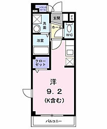 ブルックハウス 3階ワンルームの間取り