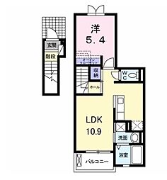 京王相模原線 京王多摩センター駅 バス8分 恵泉女学園大学入口下車 徒歩5分の賃貸アパート 2階1LDKの間取り