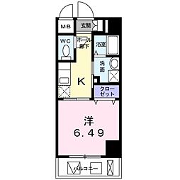 京王相模原線 橋本駅 徒歩5分の賃貸マンション 7階1Kの間取り