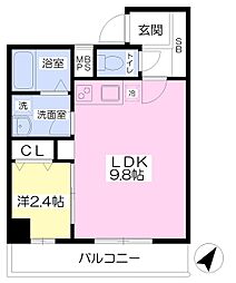 ルーセント東静岡 4階1DKの間取り
