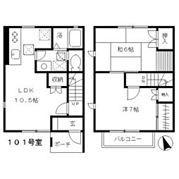 名古屋市営東山線 高畑駅 バス20分 油屋町二丁目下車 徒歩4分の賃貸アパート 1階2LDKの間取り