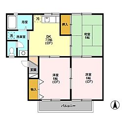 ガーデンハイツ相ノ谷 2階3DKの間取り