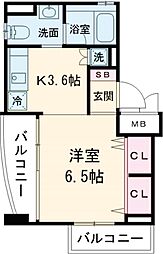 東急世田谷線 上町駅 徒歩3分の賃貸マンション 5階1Kの間取り