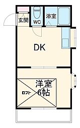 グリーンターフ鬼高 2階1DKの間取り