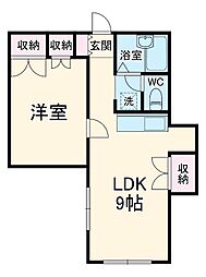 アミューズ磯子壱番館 1階1LDKの間取り