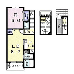 パーチ1 1LDKの間取図画像
