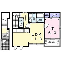フラン2 1LDKの間取図画像