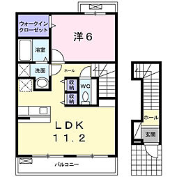 アネーロヒル2 1LDKの間取図画像