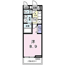アルヴィータ厚木 1Kの間取図画像