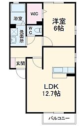 パークハイム朝宮Ｂ 1階1LDKの間取り