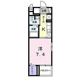 グラントゥール 1Kの間取図画像