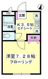 小田急小田原線 町田駅 徒歩14分の賃貸アパート 1階1Kの間取り
