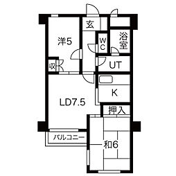 ＳＲＫビルディングII 2階2DKの間取り