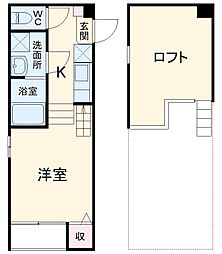 アーク十番町 2階1Kの間取り