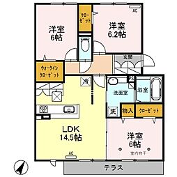ロイジェントパークスレイクタウンIIＩ 1階3LDKの間取り