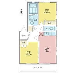 名古屋市営東山線 岩塚駅 バス15分 島井町下車 徒歩2分の賃貸アパート 2階2DKの間取り