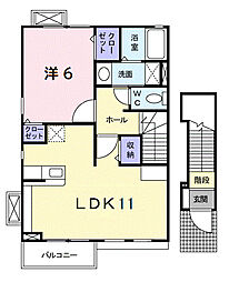 グランデ　ニケ　II 2階1LDKの間取り