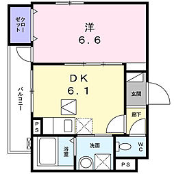 京王線 八幡山駅 徒歩5分の賃貸アパート 1階1DKの間取り