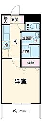 セピアコートIII 2階1Kの間取り