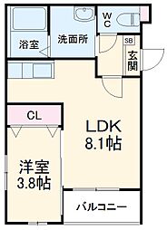 JR関西本線 八田駅 徒歩5分の賃貸アパート 3階1LDKの間取り