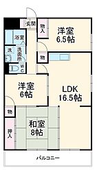 油屋ハイツ中野II 5階3LDKの間取り