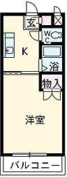 ユーミー日愛マンション 1階1Kの間取り