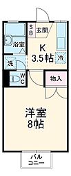JR東北本線 土呂駅 徒歩10分の賃貸アパート 2階1Kの間取り