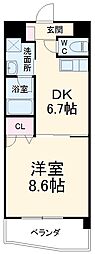 愛知環状鉄道 新豊田駅 徒歩6分の賃貸マンション 3階1DKの間取り