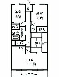 東武東上線 志木駅 徒歩10分の賃貸マンション 2階3LDKの間取り