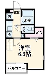 グランクロス 1階1Kの間取り