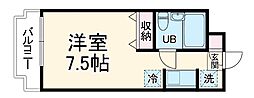 JR東北本線 土呂駅 徒歩4分の賃貸マンション 4階ワンルームの間取り