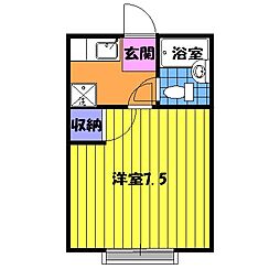レインボー丸根 1階1Kの間取り