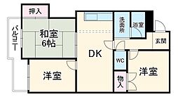 マリンハイツ 3階3DKの間取り