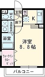コアノス荒子 1Kの間取図画像