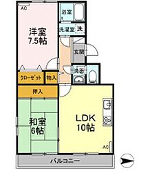 浮間パークサイドハイツ 1階2LDKの間取り
