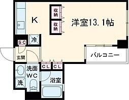東急池上線 雪が谷大塚駅 徒歩5分の賃貸マンション 5階ワンルームの間取り