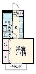 ラ・ヴィーニュII 2階1Kの間取り